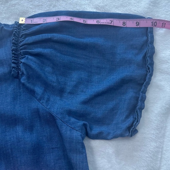 LOFT Blue Blouse Elegant Cotton Blend - Picture 5 of 13